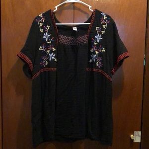 Black Embroidered Old Navy Top